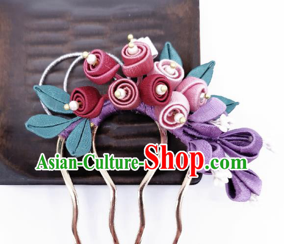 Chinese Traditional Hanfu Hairpin Handmade Ancient Princess Silk Convallaria Hair Comb