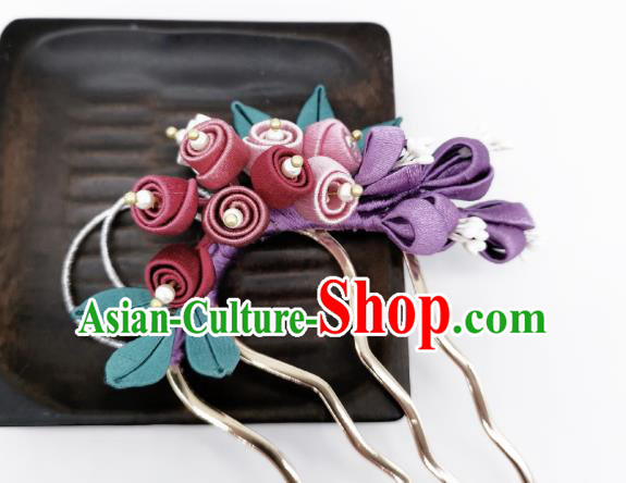 Chinese Traditional Hanfu Hairpin Handmade Ancient Princess Silk Convallaria Hair Comb