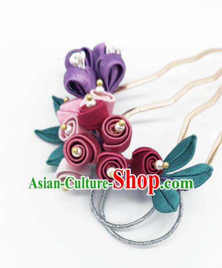 Chinese Traditional Hanfu Hairpin Handmade Ancient Princess Silk Convallaria Hair Comb