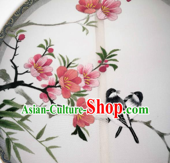 China Classical Silk Circular Fan Traditional Hanfu Palace Fan Suzhou Embroidered Begonia Fan