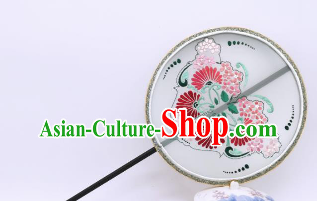 China Handmade Silk Circular Fan Traditional Hanfu Fans Suzhou Embroidery Palace Fan