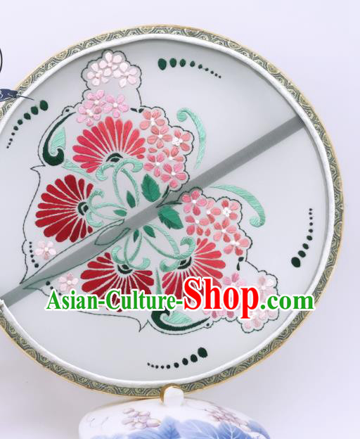China Handmade Silk Circular Fan Traditional Hanfu Fans Suzhou Embroidery Palace Fan