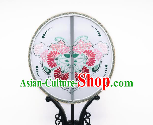 China Handmade Silk Circular Fan Traditional Hanfu Fans Suzhou Embroidery Palace Fan