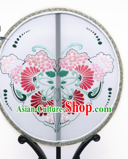 China Handmade Silk Circular Fan Traditional Hanfu Fans Suzhou Embroidery Palace Fan