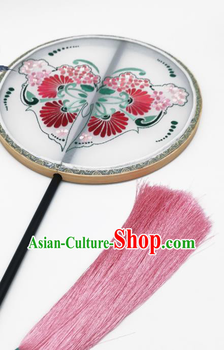 China Handmade Silk Circular Fan Traditional Hanfu Fans Suzhou Embroidery Palace Fan