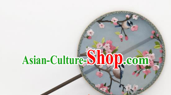 China Classical Double Side Silk Circular Fan Traditional Hanfu Palace Fan Suzhou Embroidery Winter Jasminum Fan