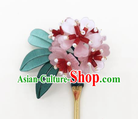 Chinese Traditional Song Dynasty Hanfu Pink Azalea Hairpin Handmade Ancient Princess Hair Stick