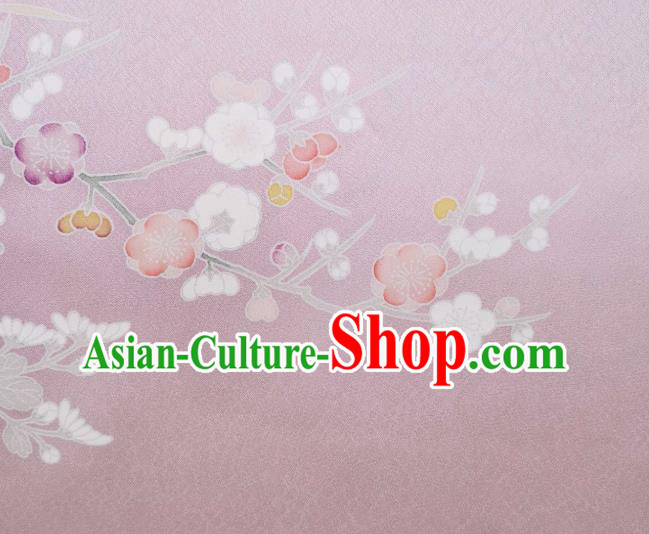 Japan Hand Painting Wisteria Chrysanthemum Lilac Brocade Asian Japanese Traditional Kimono Silk Fabric