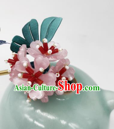 Chinese Traditional Song Dynasty Hanfu Pink Azalea Hairpin Handmade Ancient Princess Hair Stick