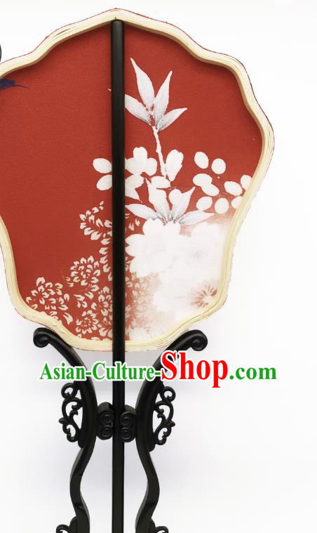China Classical Hanfu Fans Hand Painting Flowers Palace Fan Traditional Wedding Red Silk Fan