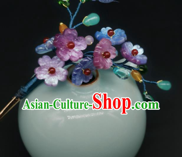 Chinese Traditional Ming Dynasty Hanfu Hairpin Handmade Ancient Princess Plum Blossom Hair Stick