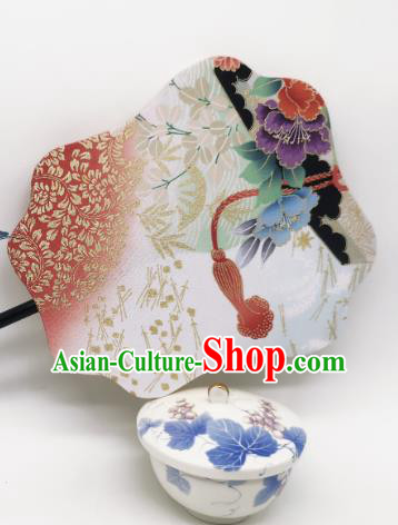 China Hand Painting Peony Palace Fan Traditional Cultural Dance Silk Fan Classical Hanfu Fans