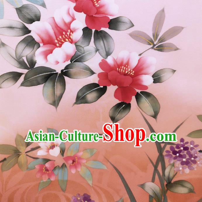 Asian Japan Brocade Material Japanese Kimono Tapestry Traditional Hand Painting Hydrangea Silk Fabric
