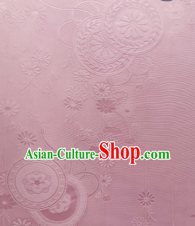 Asian Japan Classical Wheel Pattern Silk Fabric Traditional Japanese Iromuji Kimono Pink Brocade Tapestry