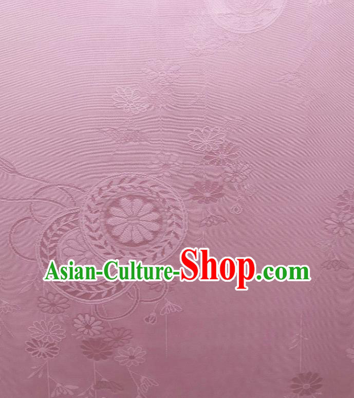 Asian Japan Classical Wheel Pattern Silk Fabric Traditional Japanese Iromuji Kimono Pink Brocade Tapestry