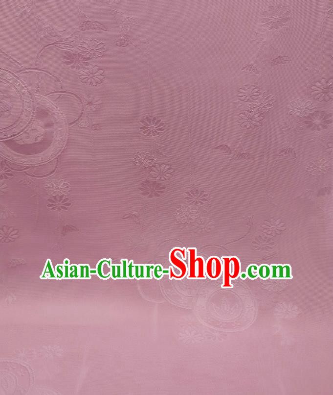 Asian Japan Classical Wheel Pattern Silk Fabric Traditional Japanese Iromuji Kimono Pink Brocade Tapestry