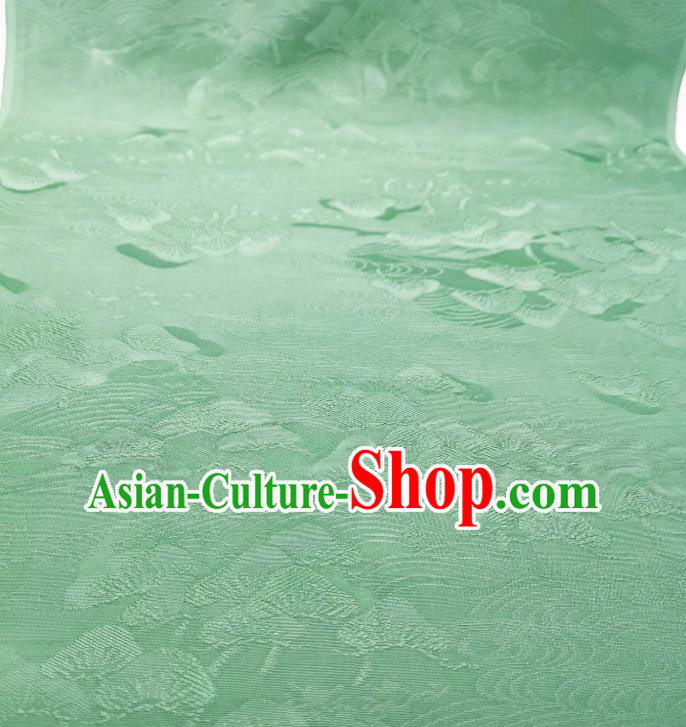 Asian Japan Traditional Iromuji Kimono Brocade Material Japanese Jacquard Green Fabric