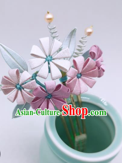 Chinese Traditional Hanfu Silk Daisy Hairpin Handmade Ancient Palace Lady Hair Comb