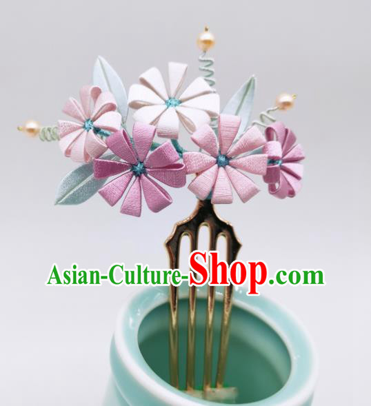 Chinese Traditional Hanfu Silk Daisy Hairpin Handmade Ancient Palace Lady Hair Comb