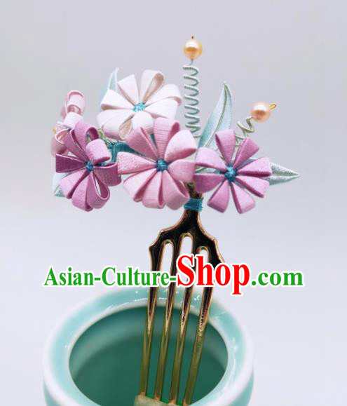Chinese Traditional Hanfu Silk Daisy Hairpin Handmade Ancient Palace Lady Hair Comb