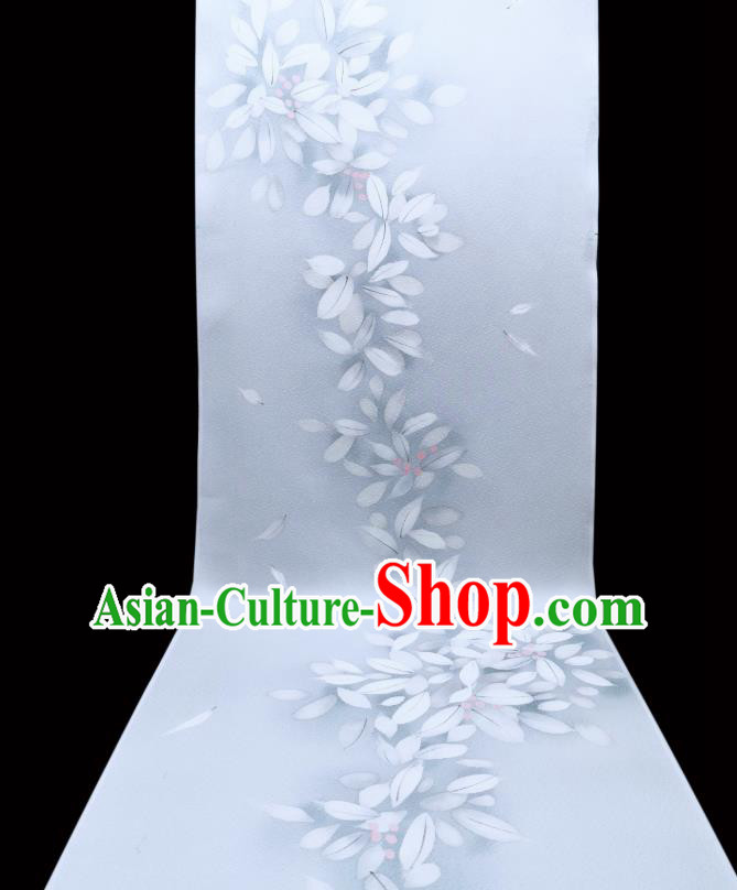 Asian Traditional Japanese Yukata Brocade Tapestry Japan Classical Kimono Light Blue Silk Fabric
