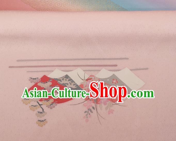 Asian Traditional Japanese Yukata Belt Brocade Tapestry Japan Classical Tsukesage Kimono Pink Silk Fabric