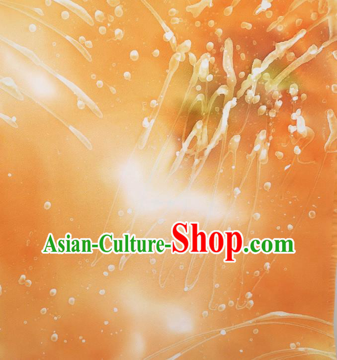 Traditional Japanese Yukata Damask Asian Japan Orange Brocade Tapestry Classical Kimono Silk Fabric
