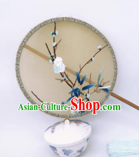 China Ancient Song Dynasty Princess Palace Fan Traditional Silk Fan Classical Embroidered Plum Blossom Circular Fans