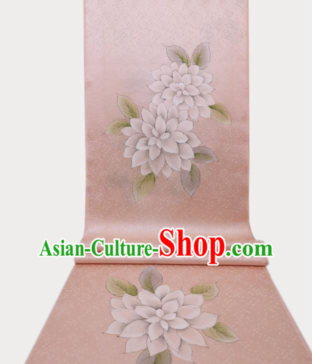 Asian Traditional Japanese Printing Pink Brocade Tapestry Japan Classical Kimono Silk Fabric
