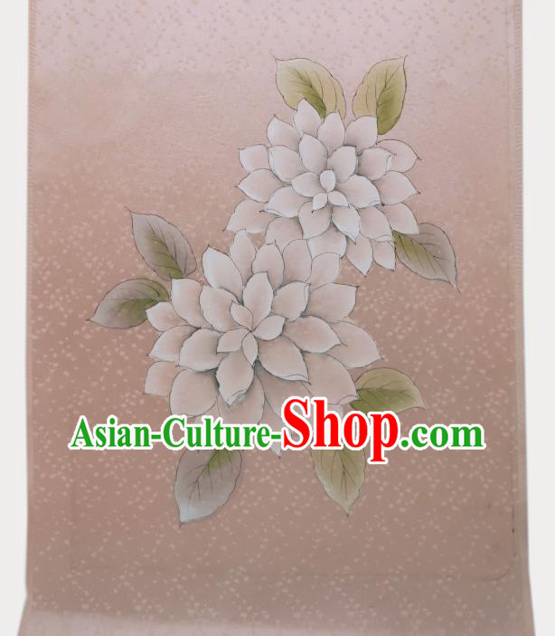 Asian Traditional Japanese Printing Pink Brocade Tapestry Japan Classical Kimono Silk Fabric