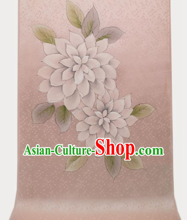 Asian Traditional Japanese Printing Pink Brocade Tapestry Japan Classical Kimono Silk Fabric