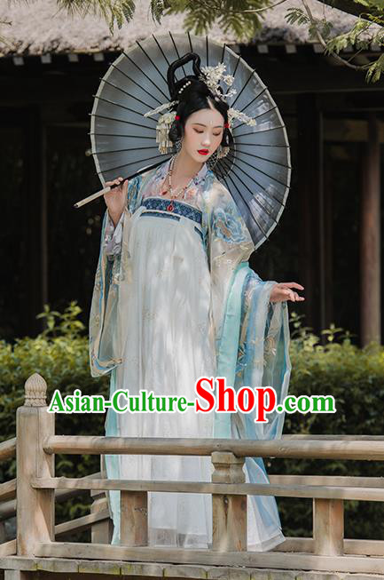 Traditional China Tang Dynasty Imperial Concubine Embroidered Costumes Ancient Court Beauty Hanfu Dress Clothing