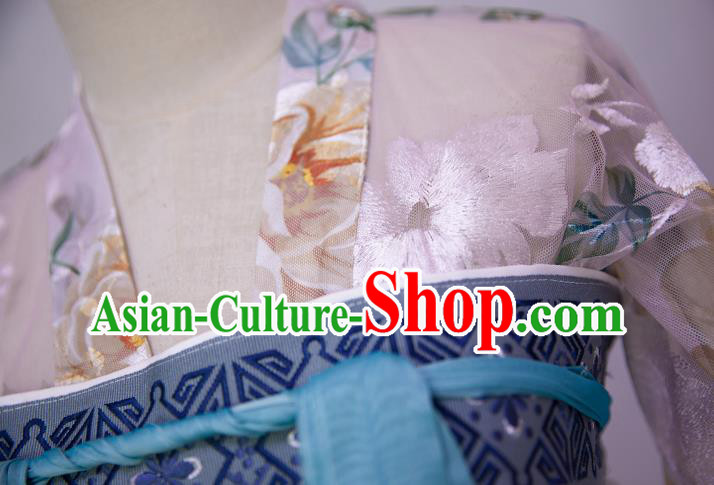 Traditional China Tang Dynasty Imperial Concubine Embroidered Costumes Ancient Court Beauty Hanfu Dress Clothing