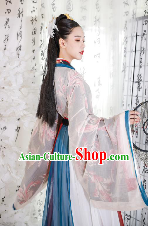 Traditional China Jin Dynasty Palace Lady Costumes Ancient Fairy Princess Hanfu Dress Clothing Full Set