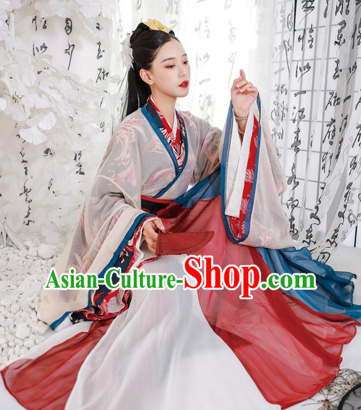 Traditional China Jin Dynasty Palace Lady Costumes Ancient Fairy Princess Hanfu Dress Clothing Full Set