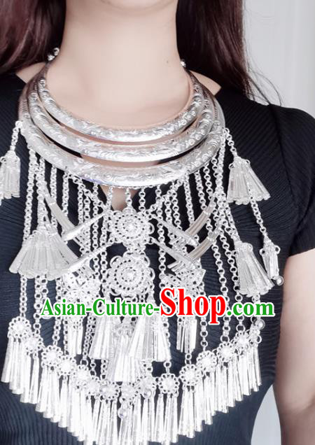 China Miao Nationality Silver Necklace Accessories Traditional Guizhou Ethnic Necklet Jewelry