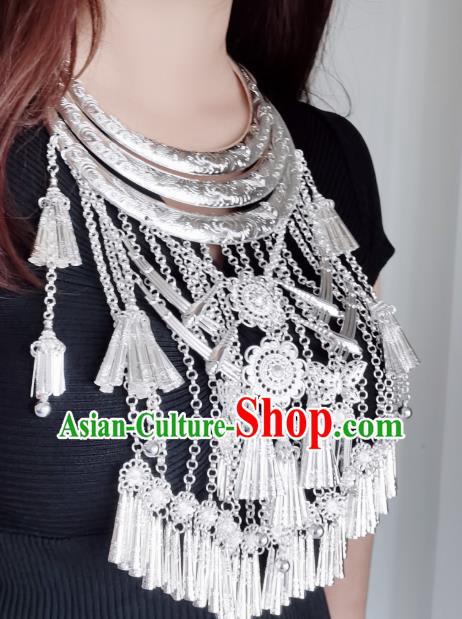China Miao Nationality Silver Necklace Accessories Traditional Guizhou Ethnic Necklet Jewelry