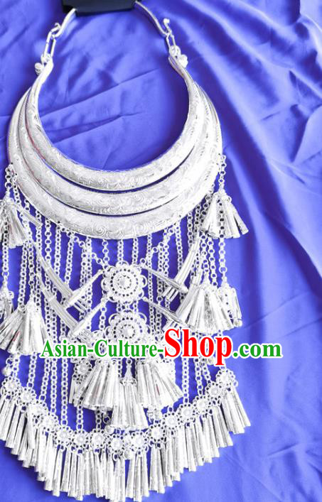 China Miao Nationality Silver Necklace Accessories Traditional Guizhou Ethnic Necklet Jewelry