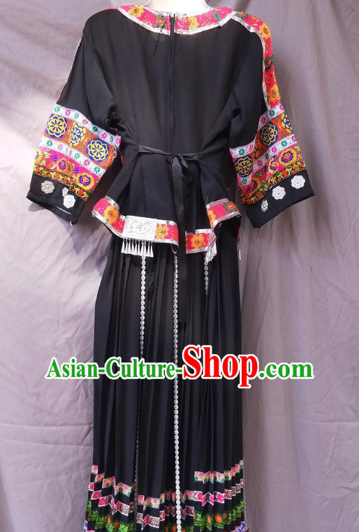 Chinese Hmong Ethnic Woman Folk Dance Costumes Traditional Miao National Minority Clothing