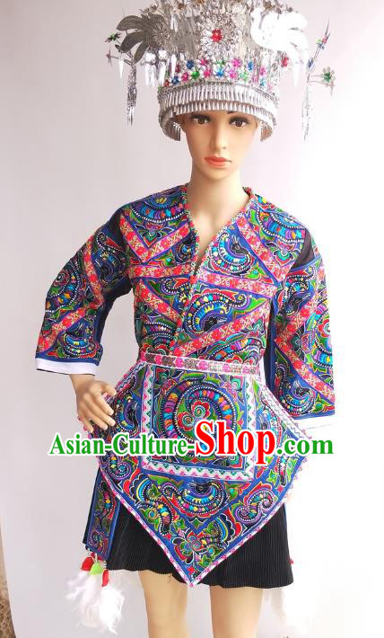Chinese Guizhou Ethnic Folk Dance Costumes Traditional Miao National Woman Hundred Birds Clothing