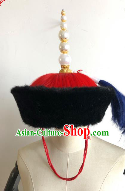 China Traditional Qing Dynasty Emperor Hat Ancient Royal Highness Headwear