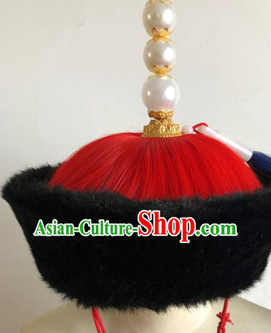 China Traditional Qing Dynasty Emperor Hat Ancient Royal Highness Headwear