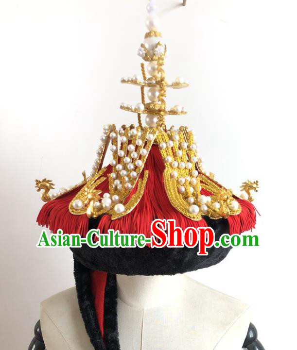 China Traditional Qing Dynasty Empress Hat Handmade Ancient Imperial Queen Phoenix Coronet Headwear