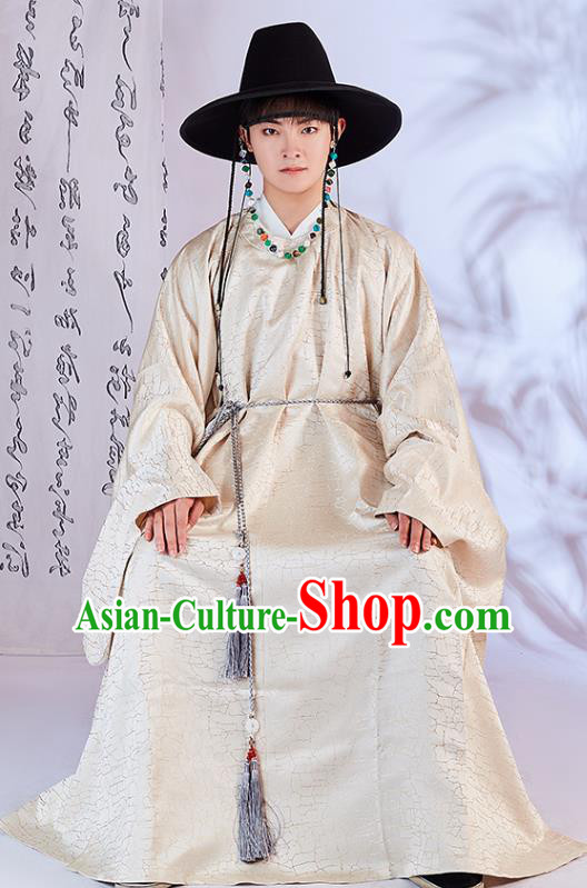 Traditional China Ming Dynasty Swordsman Historical Costumes Ancient Hanfu Priest Frock Clothing