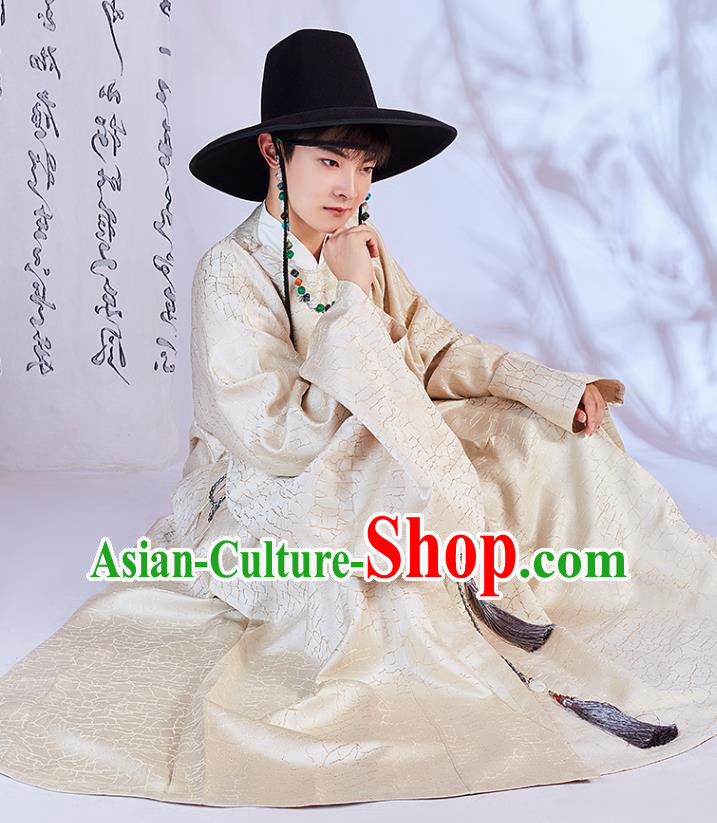 Traditional China Ming Dynasty Swordsman Historical Costumes Ancient Hanfu Priest Frock Clothing