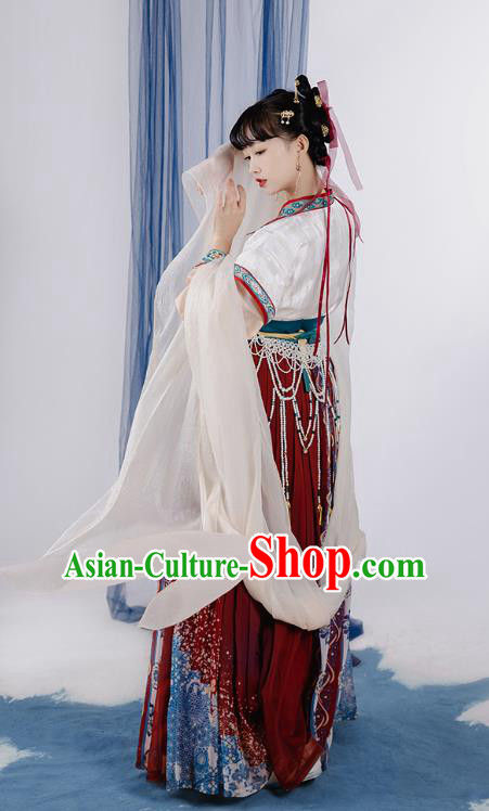 China Traditional Tang Dynasty Young Lady Costumes Ancient Court Maid Hanfu Dress Clothing