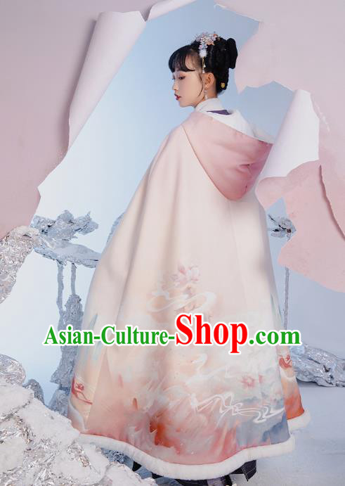 China Traditional Ming Dynasty Court Beauty Hanfu Clothing Ancient Royal Princess Embroidered Cape