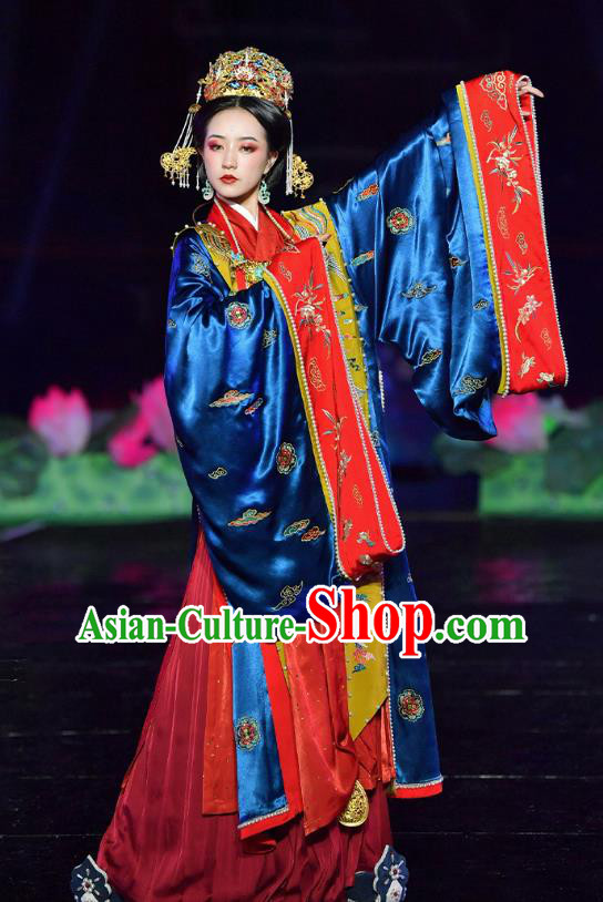 China Ancient Imperial Empress Embroidered Costumes Traditional Song Dynasty Wedding Replica Clothing Full Set
