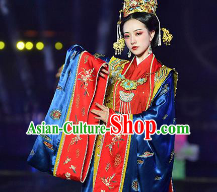 China Ancient Imperial Empress Embroidered Costumes Traditional Song Dynasty Wedding Replica Clothing Full Set
