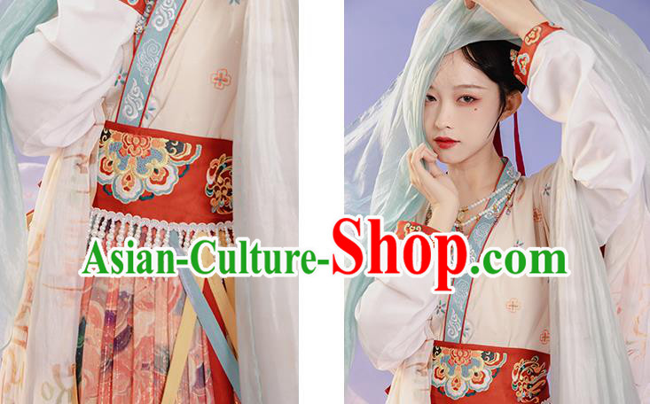 China Ancient Palace Princess Embroidered Costumes Traditional Tang Dynasty Court Lady Replica Clothing